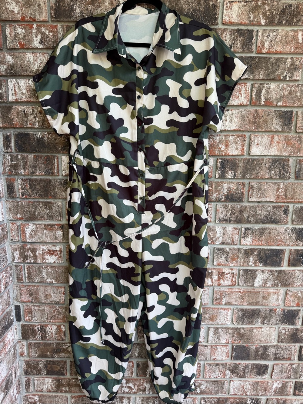 Camouflage Button-Up Jogger Jumpsuit